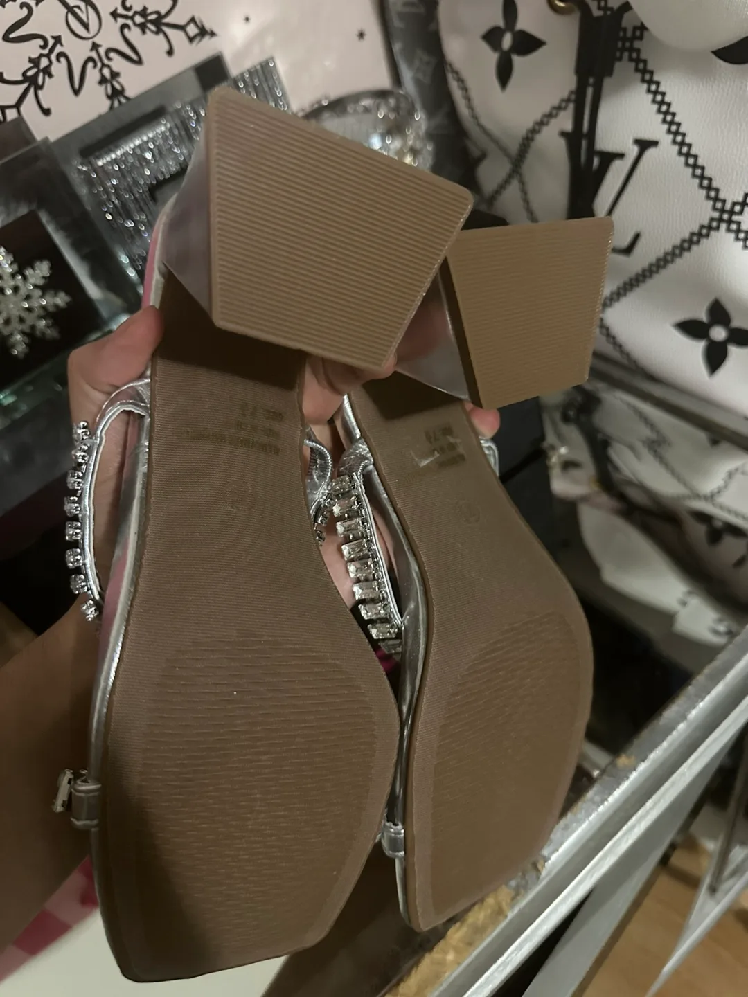 Wild Diva Silver Rhinestone Heels - Size 7 image indicator(3)