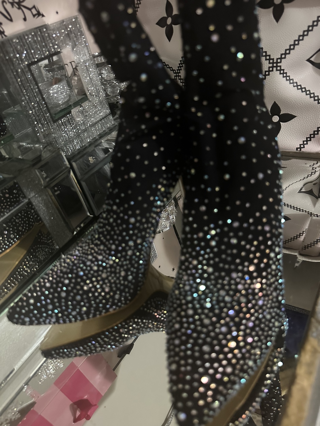 Rhinestone Embellished Black Heels - Size 40 - photo 4