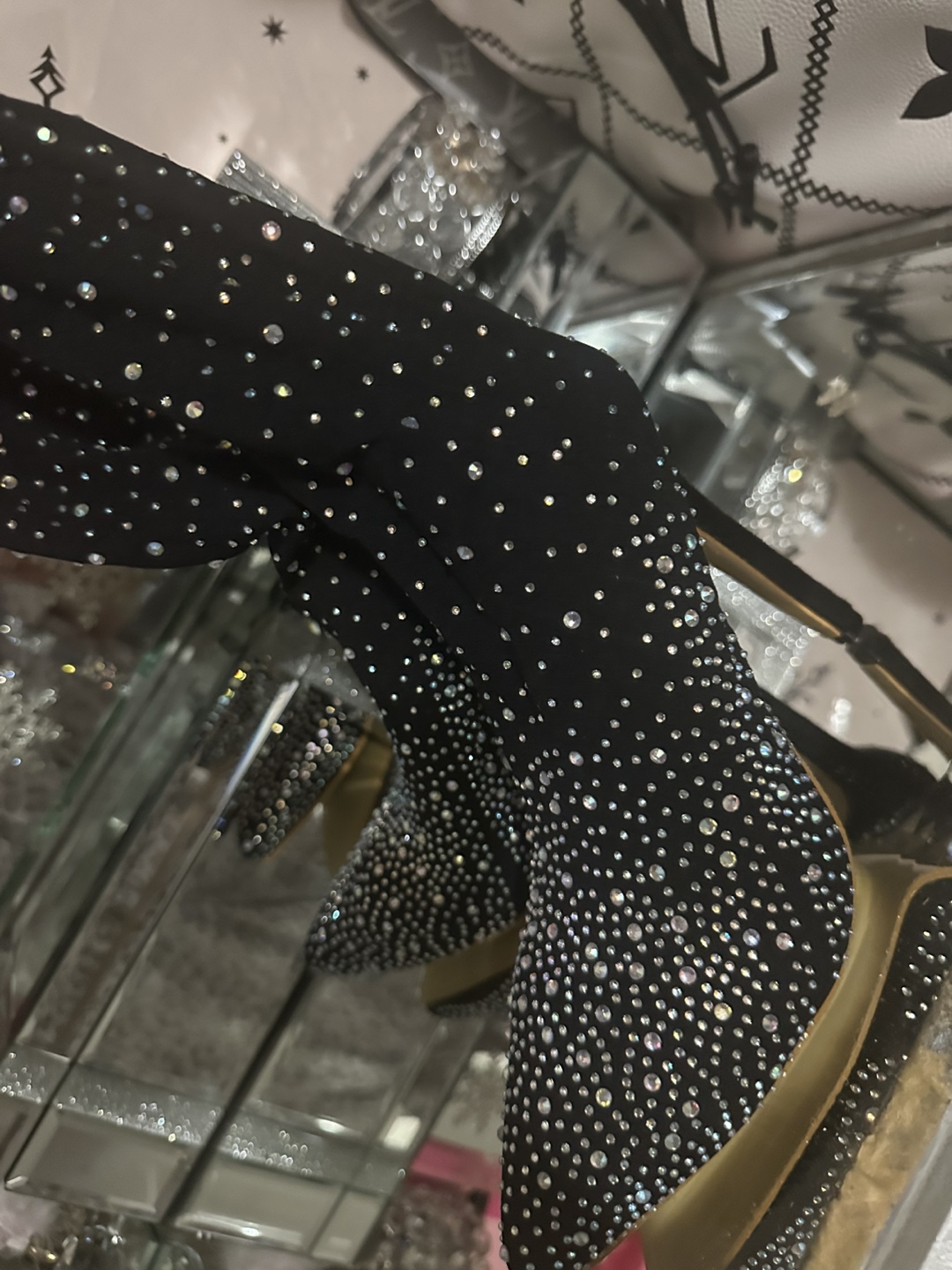 Rhinestone Embellished Black Heels - Size 40 - photo 2