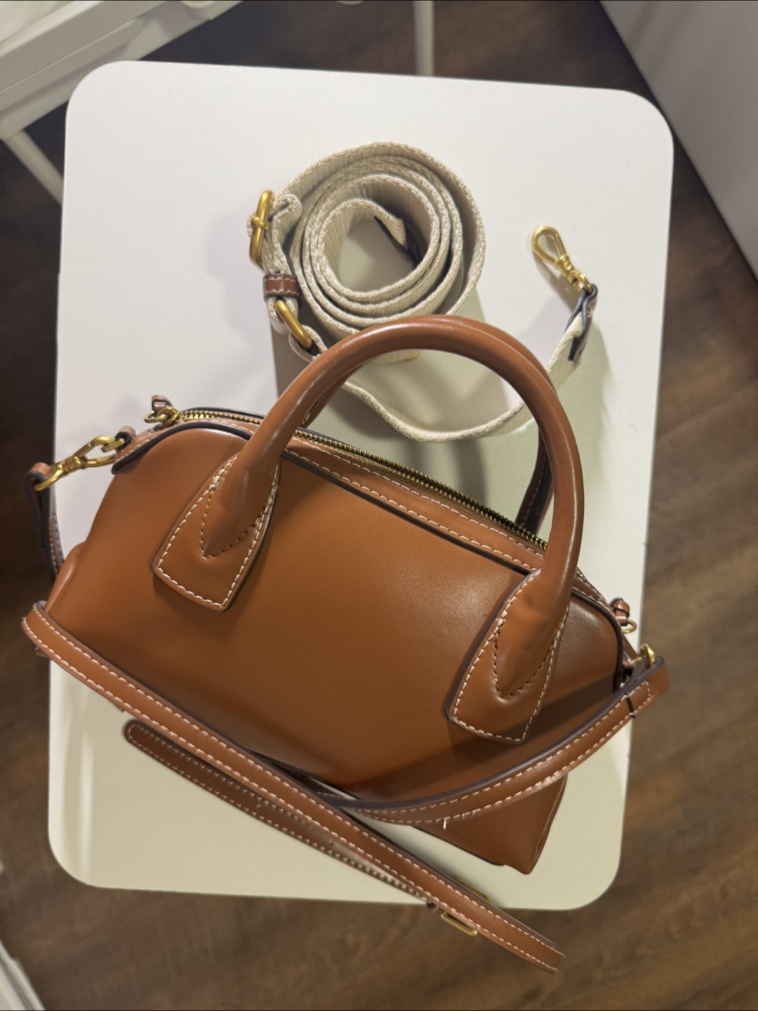 Brown Leather Top Handle Bag