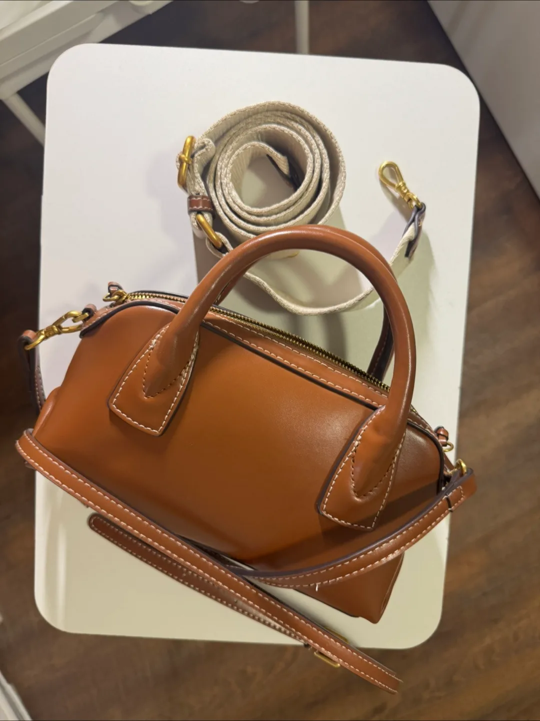 Brown Leather Top Handle Bag thumbnail
