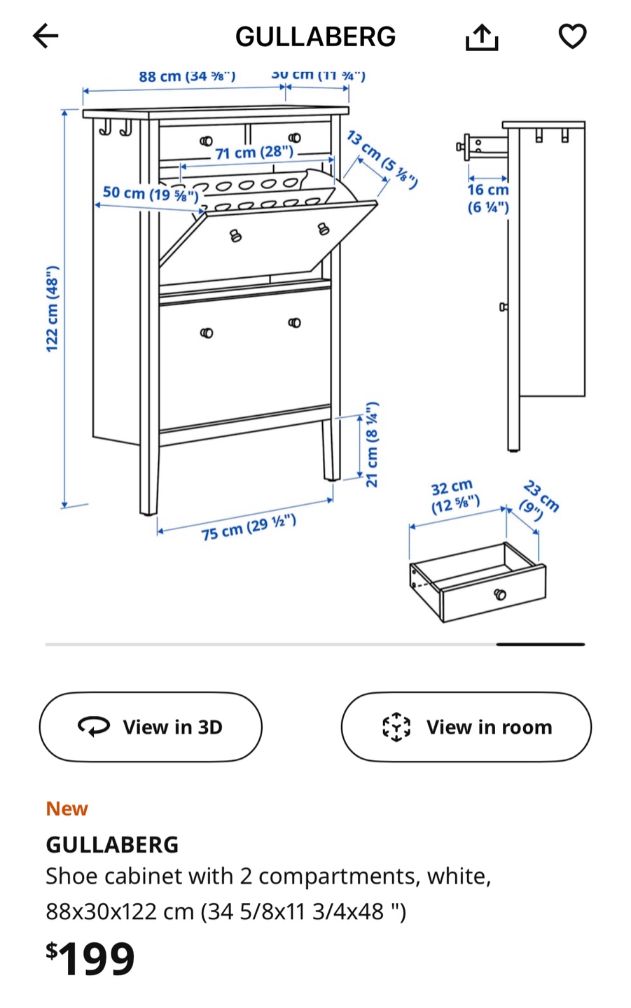 X2 IKEA Gullaberg Shoe Cabinet - black - photo 5