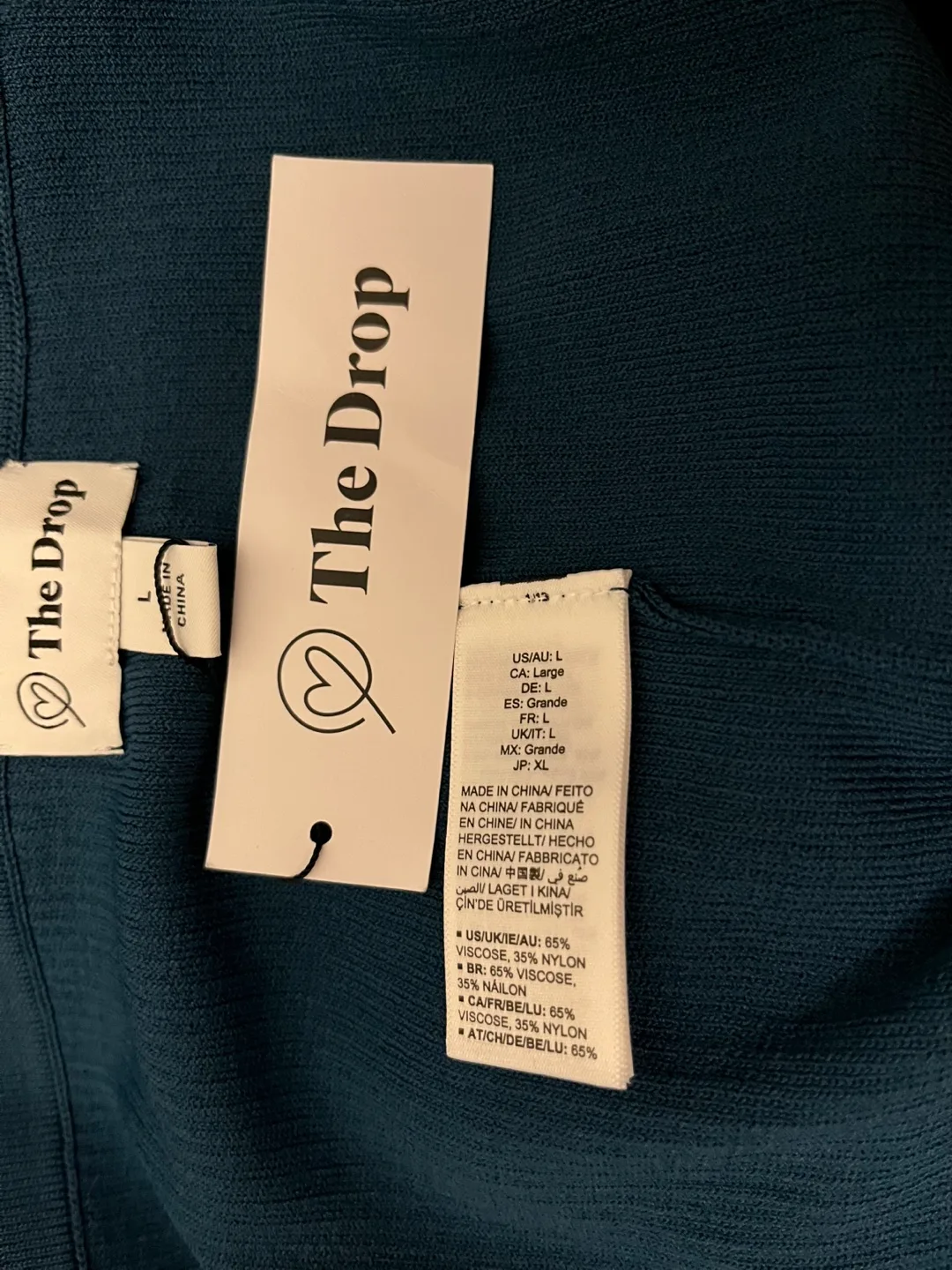 The Drop Women's Teal Ribbed Pants - Size L thumbnail