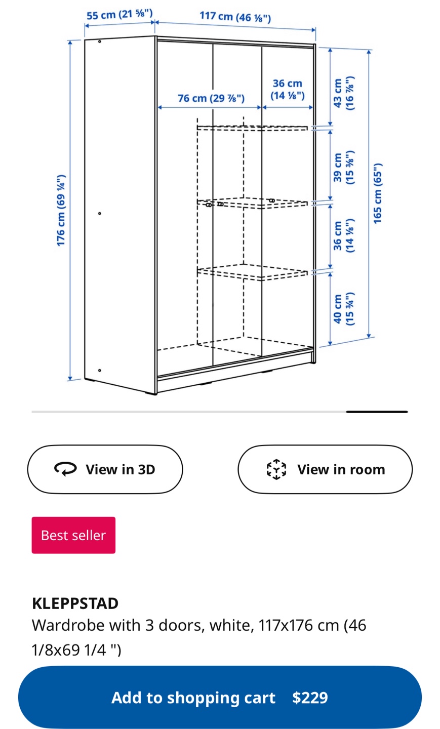 IKEA Kleppstad Wardrobe - Like New! - photo 3