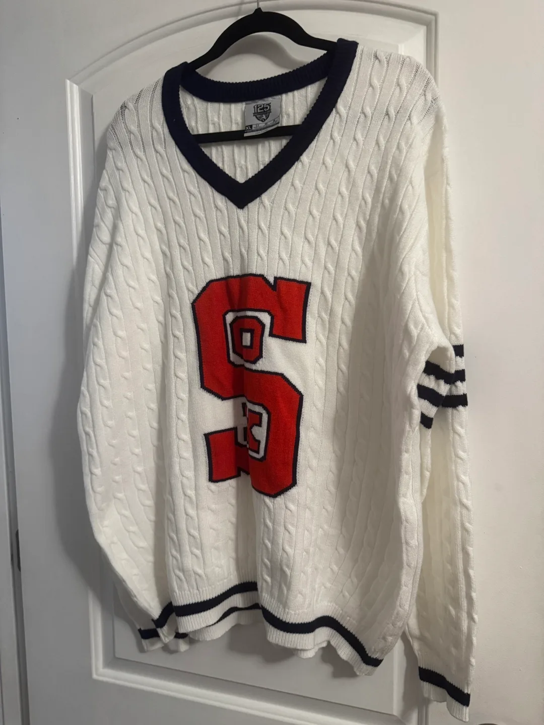 Chicago White Sox 125th Sweater XL White Cable Knit Sportswear thumbnail