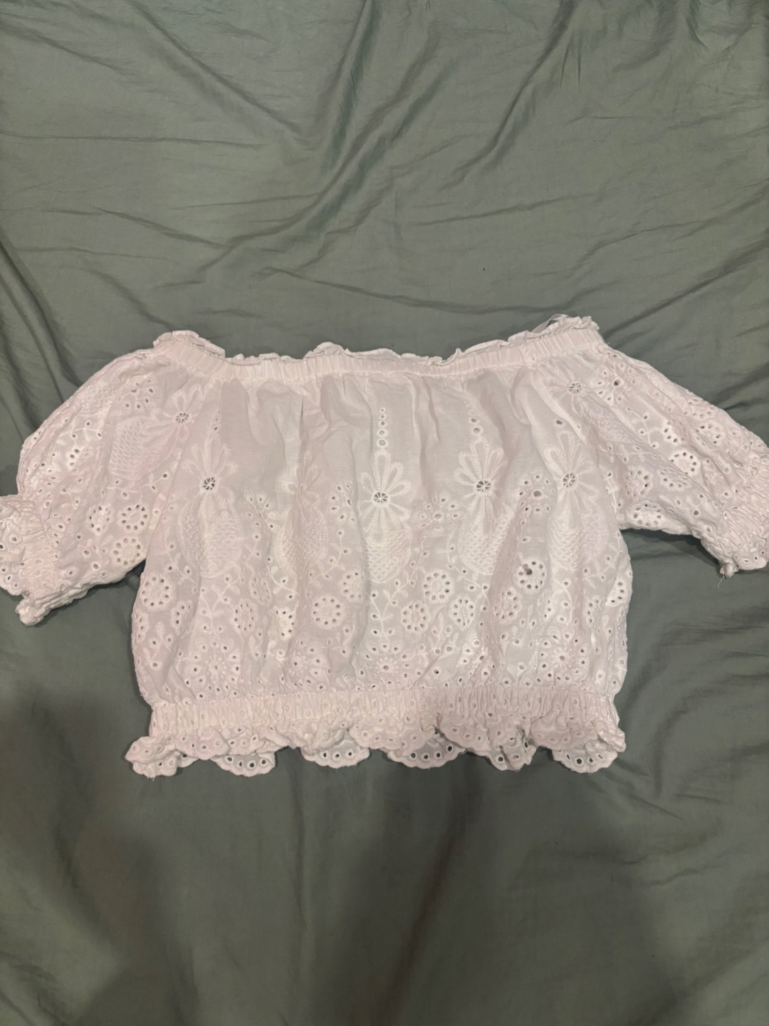 White Eyelet Off-Shoulder Blouse