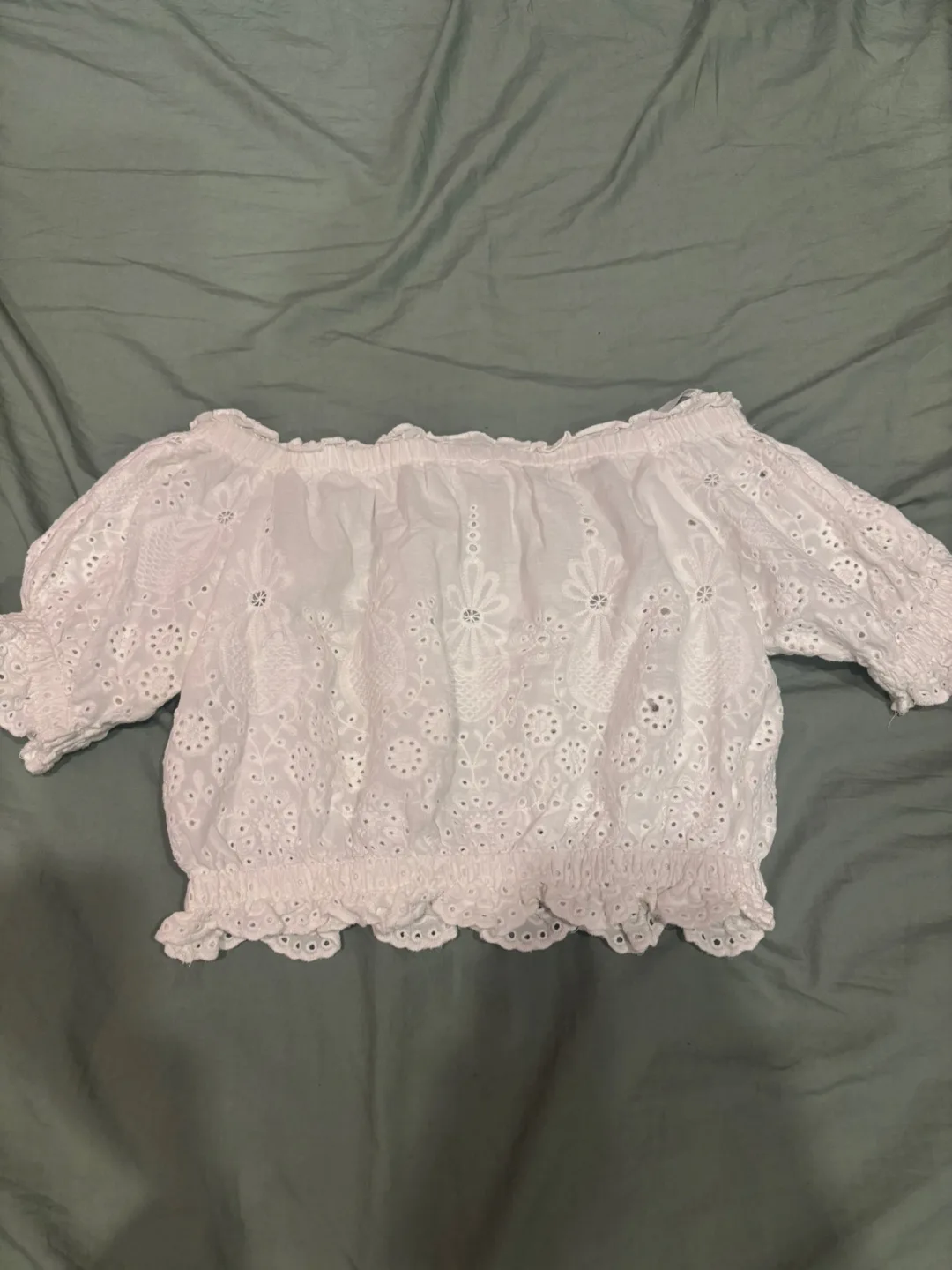 White Eyelet Off-Shoulder Blouse thumbnail