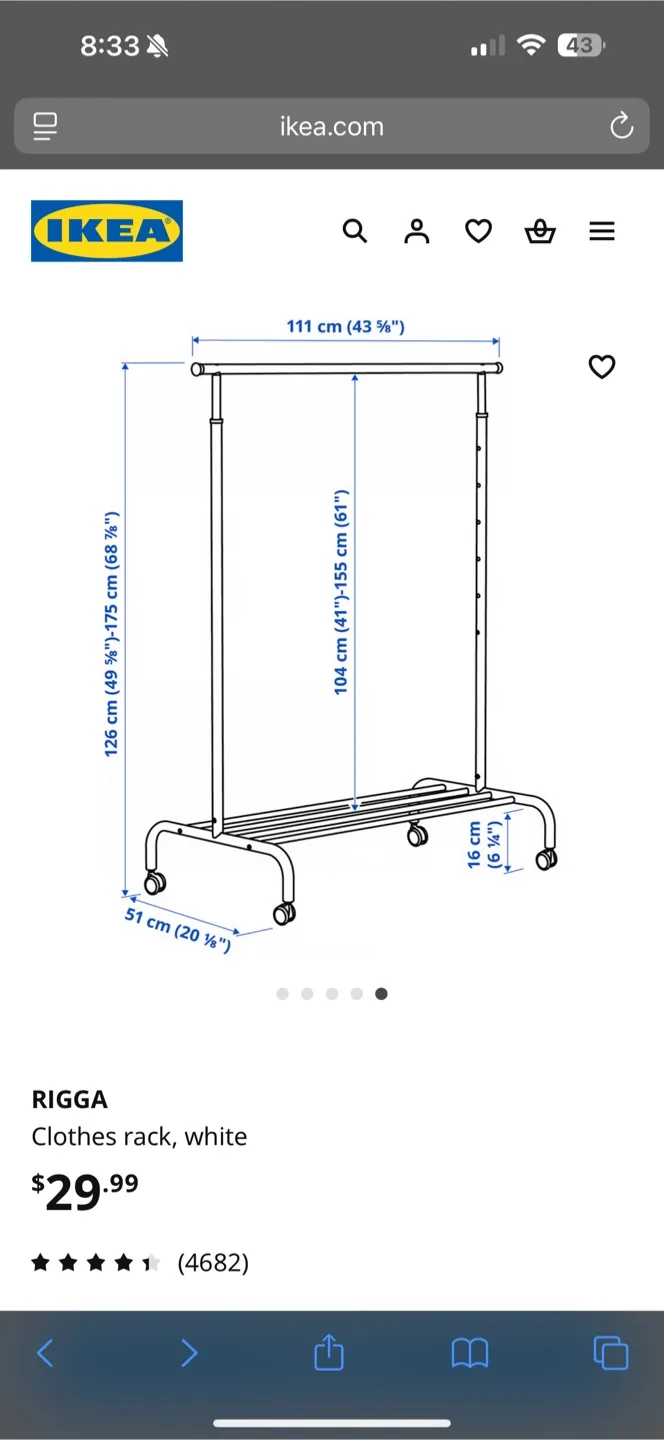 IKEA Clothes Rack - White thumbnail