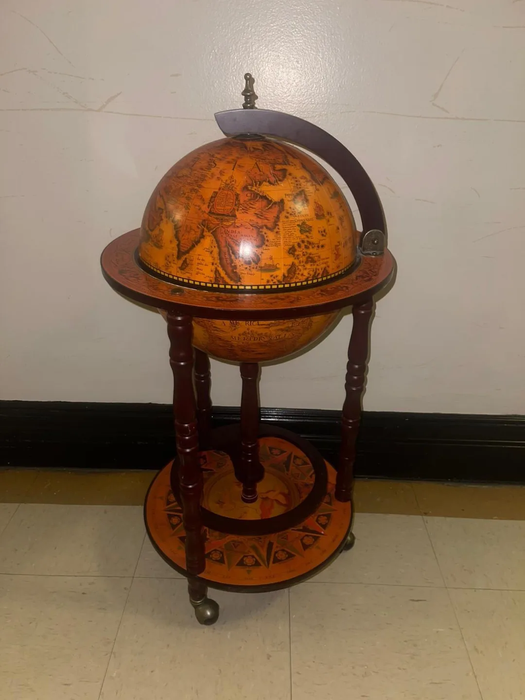 Vintage Mid Century Modern World Globe Bar Cart thumbnail