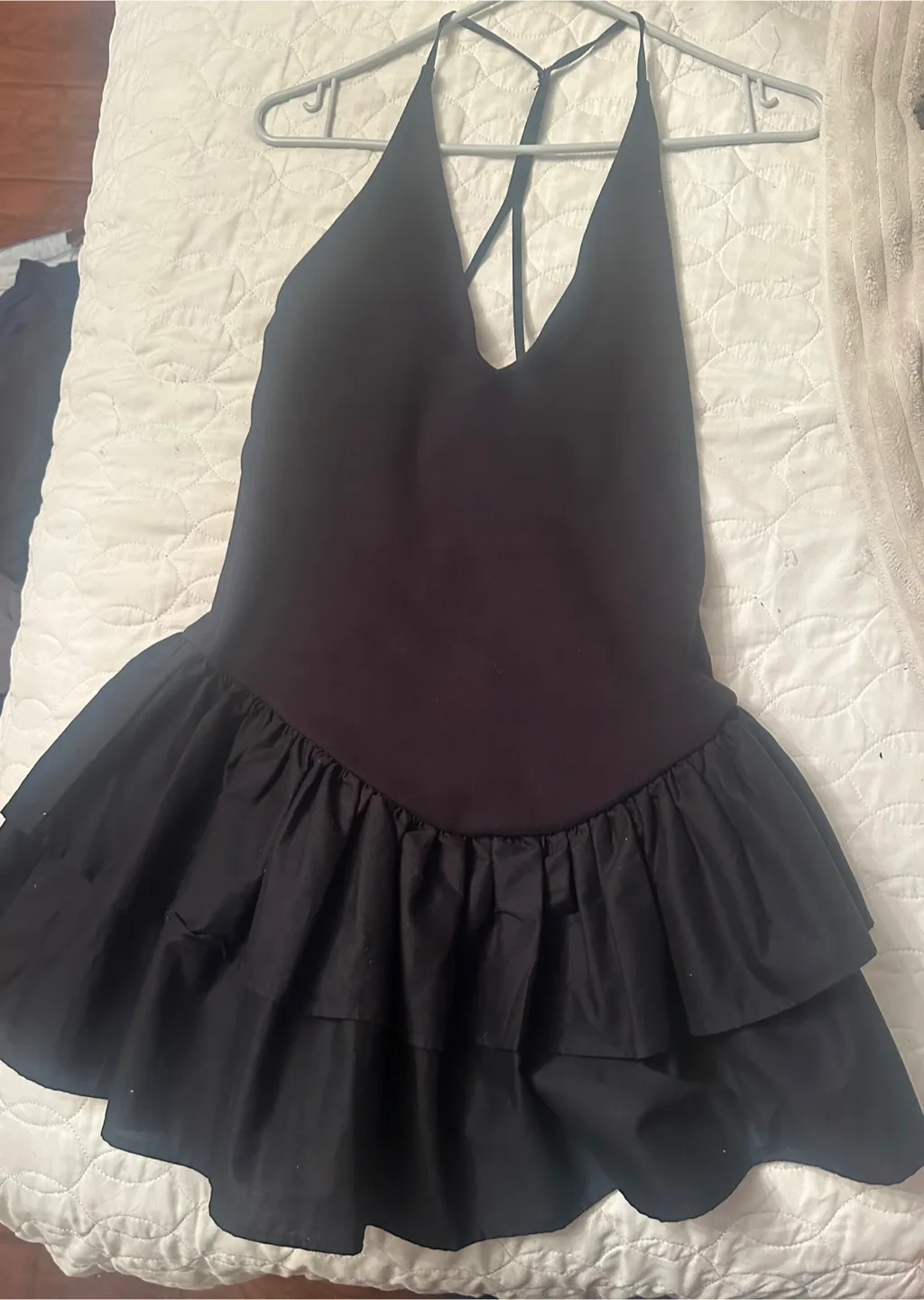Zara Black Ruffle Mini Dress thumbnail