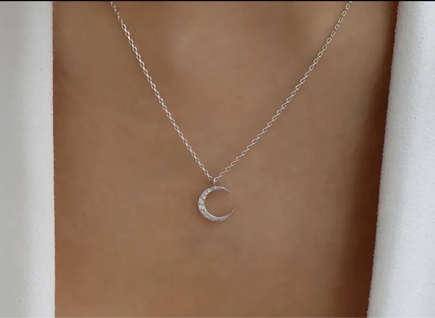 Silver Moon Pendant Necklace