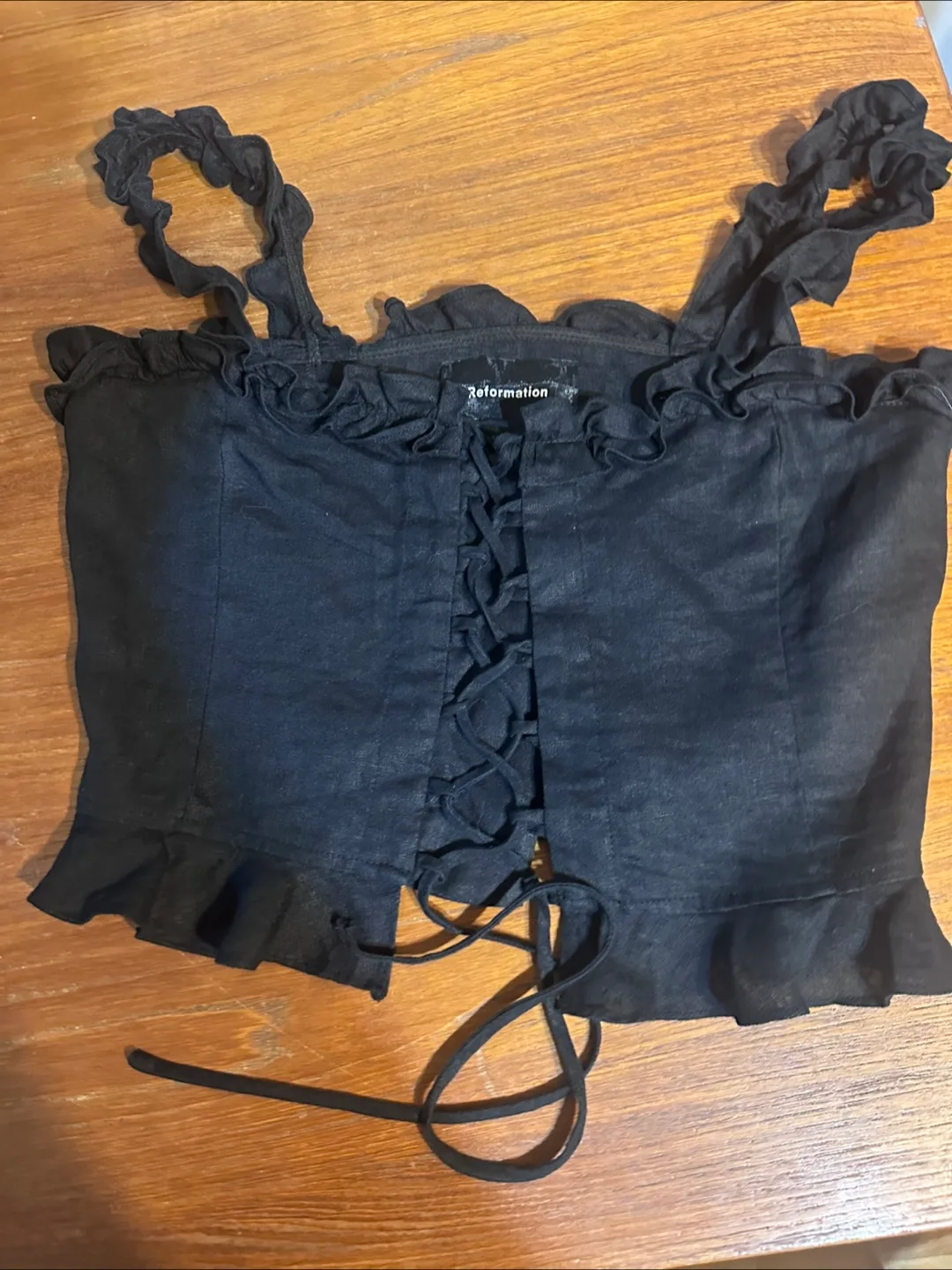 Reformation Black Corset Linen Top size 8