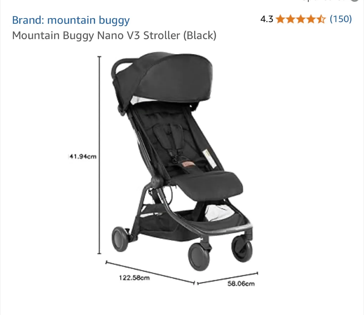 Mountain Buggy Nano V3 Stroller - Black thumbnail