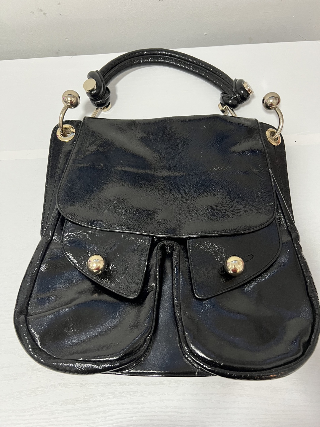 Steven by Steve Madden Black Patent Leather Purse