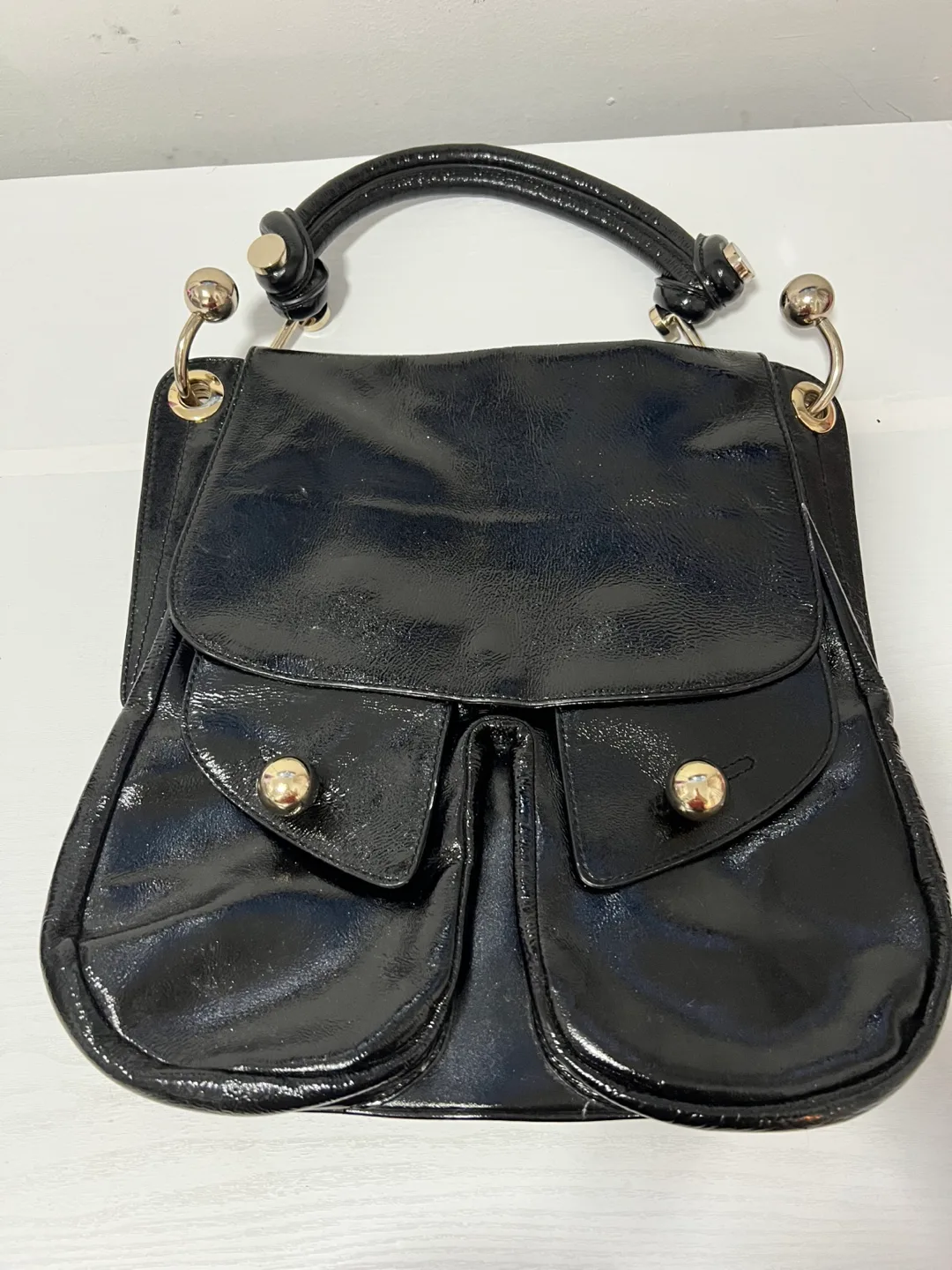 Steven by Steve Madden Black Patent Leather Purse thumbnail