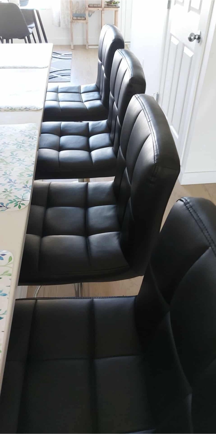 Black Faux Leather Bar Stools - Set of 4