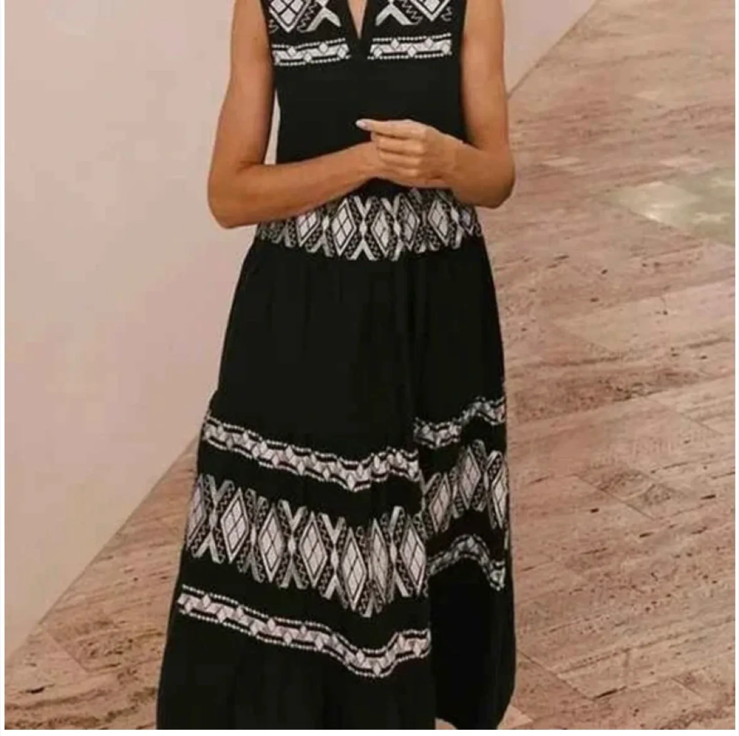 Chico's Black Embroidered Maxi  Dress - Size 1.5. New With Tags image indicator(10)