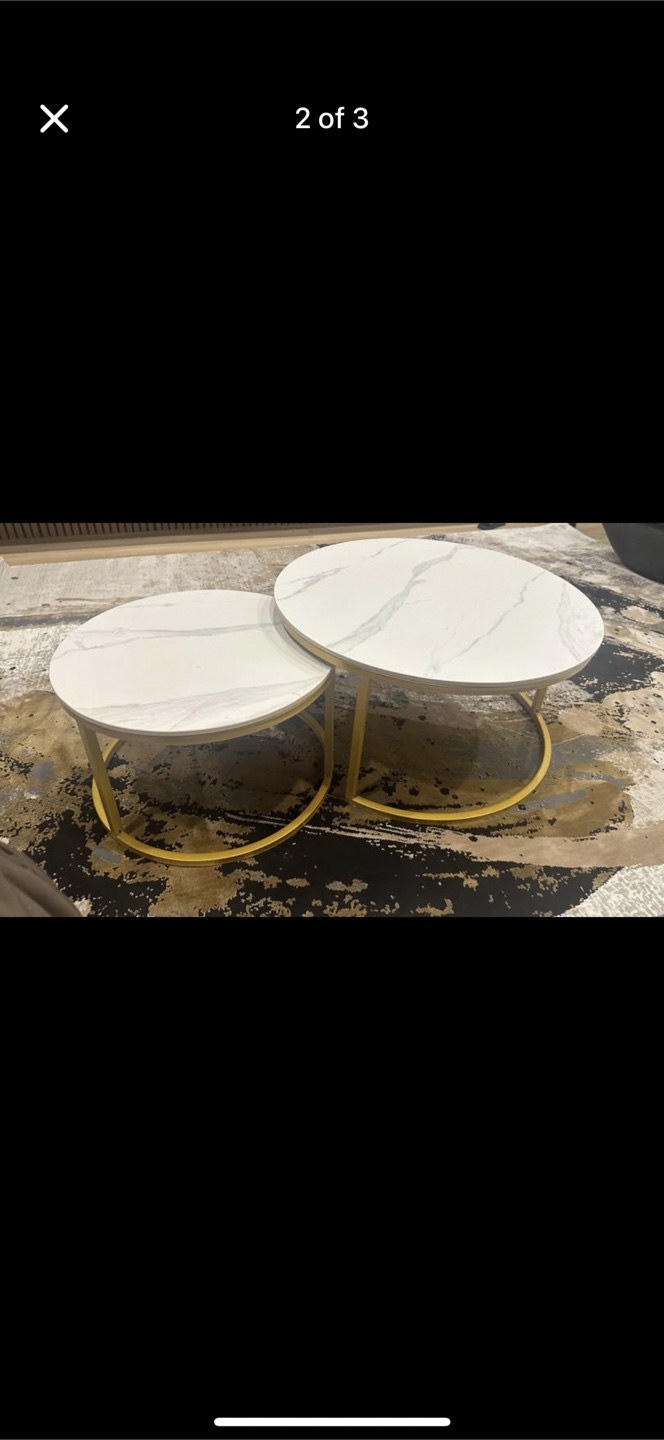 Nesting Coffee Tables - White Marble & Gold Finish - photo 3