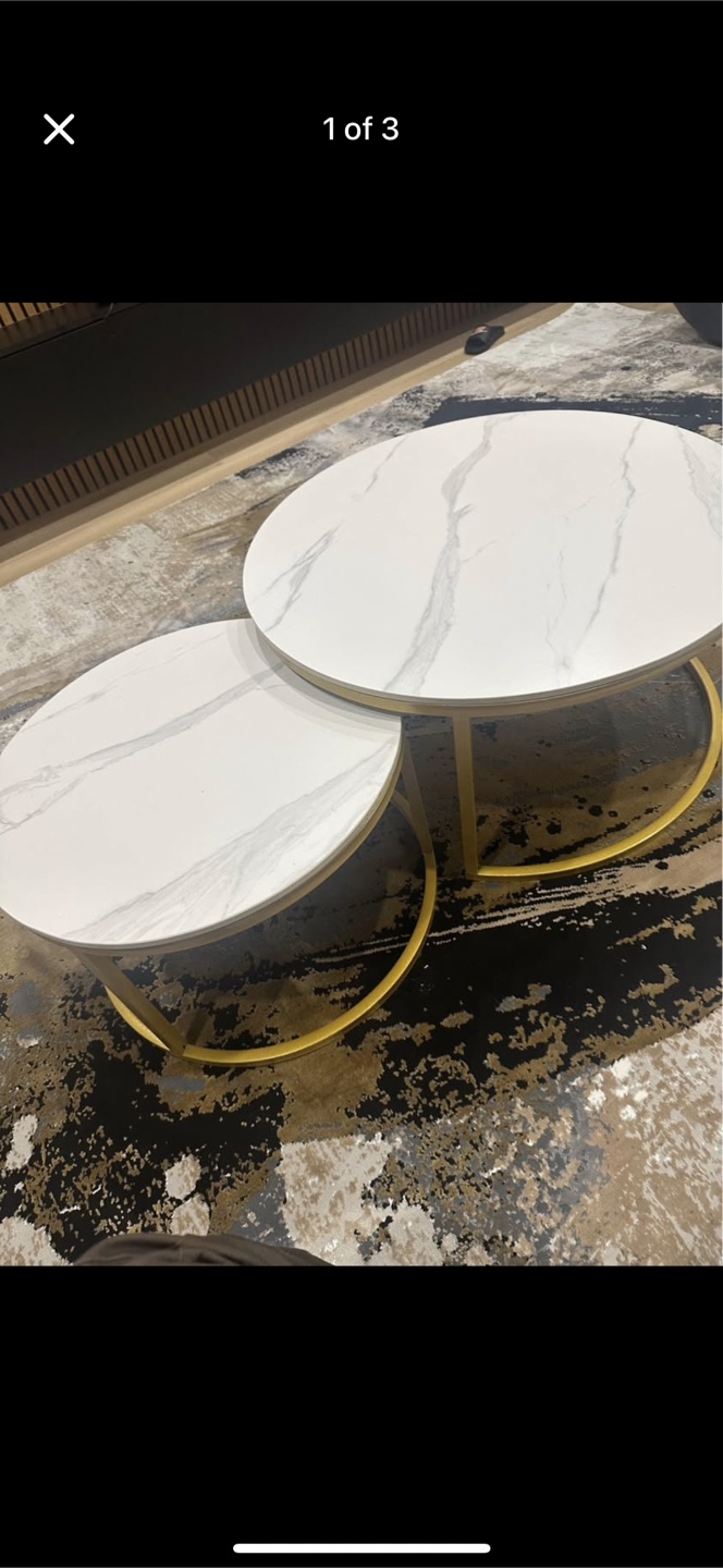 Nesting Coffee Tables - White Marble & Gold Finish