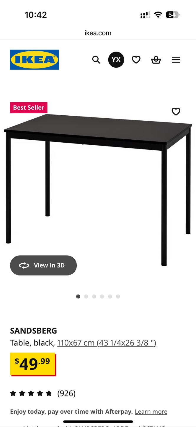 IKEA SANDSBERG Black Table (43 1/4x26 3/8")