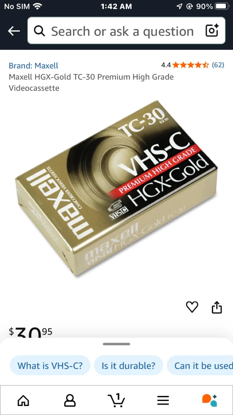 Maxell HGX-Gold TC-30 Premium Videocassette thumbnail