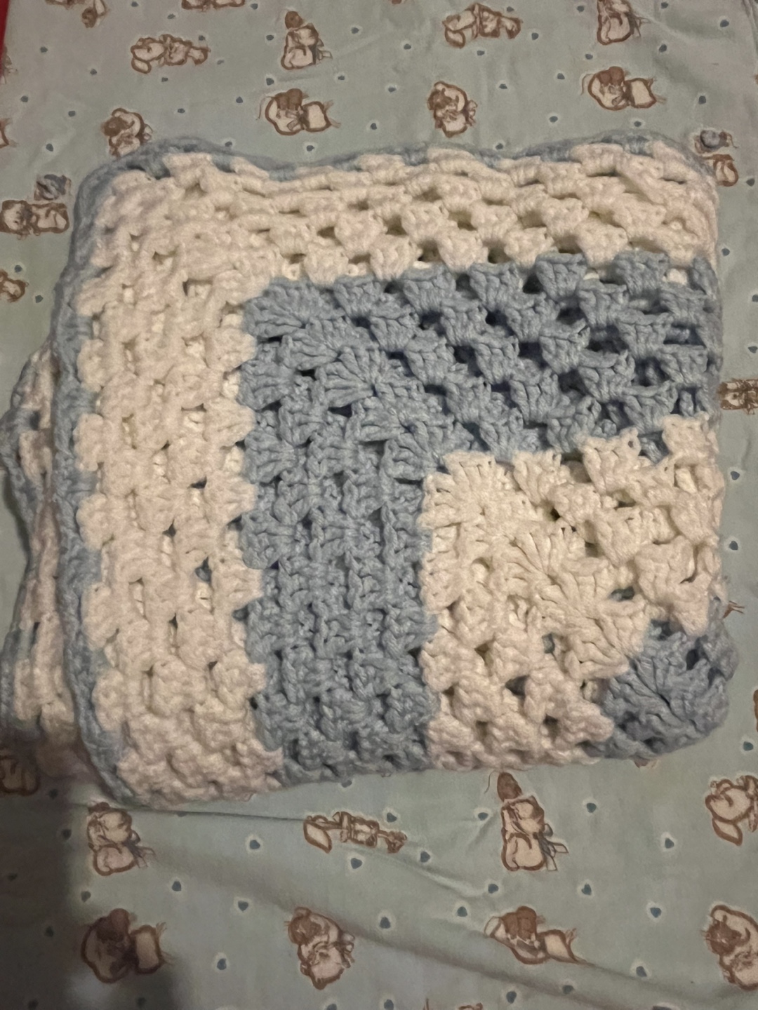 Baby Blanket - Blue & White - photo 3