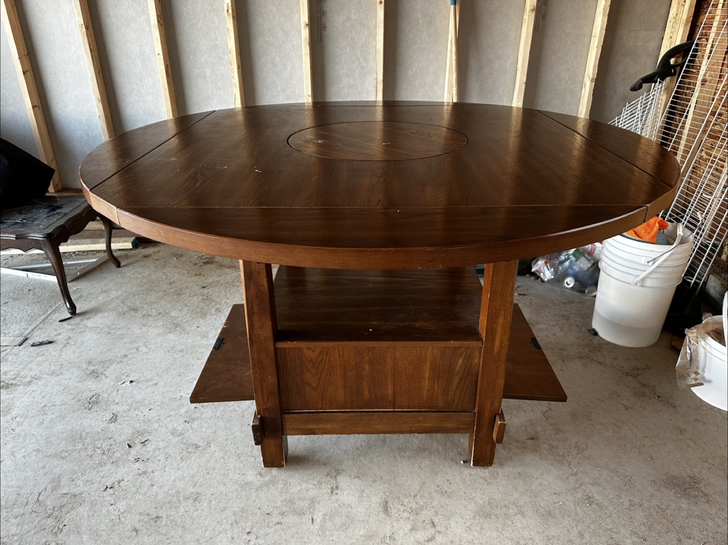 Wooden Round Dining Table with Storage - photo 3