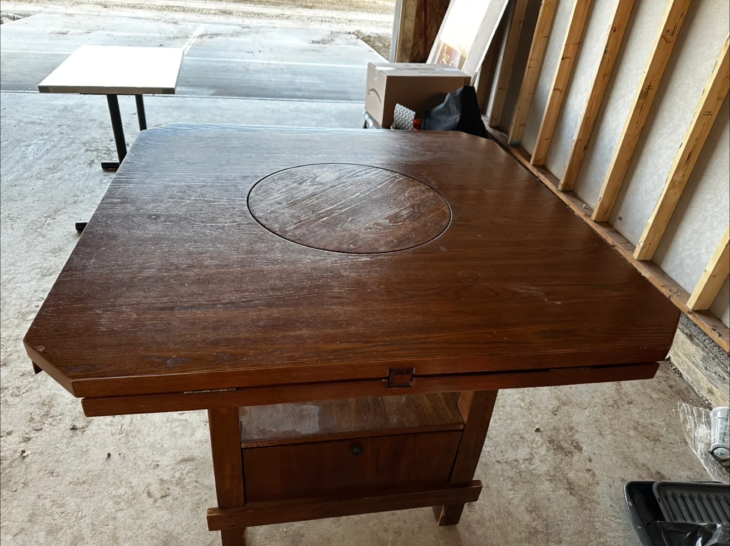 Wooden Round Dining Table with Storage image indicator(2)