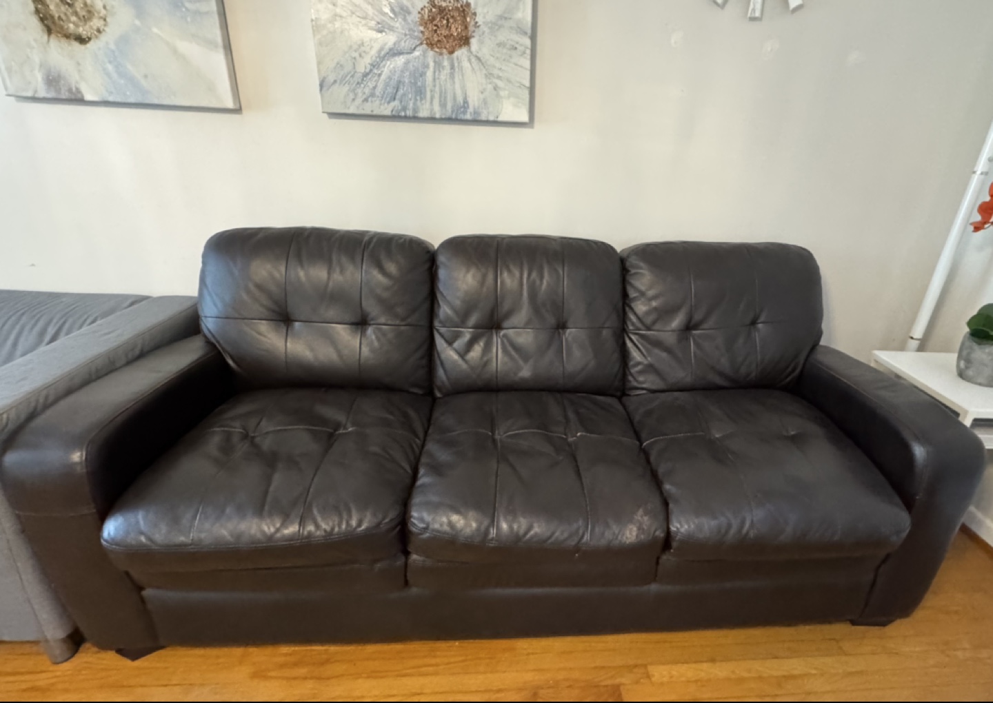 Dark Brown Leather 3-Seater Sofa