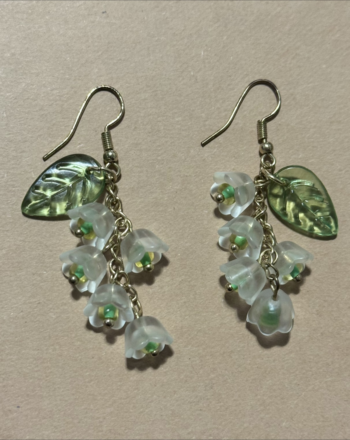 Green Lily of the Valley Dangle Earrings