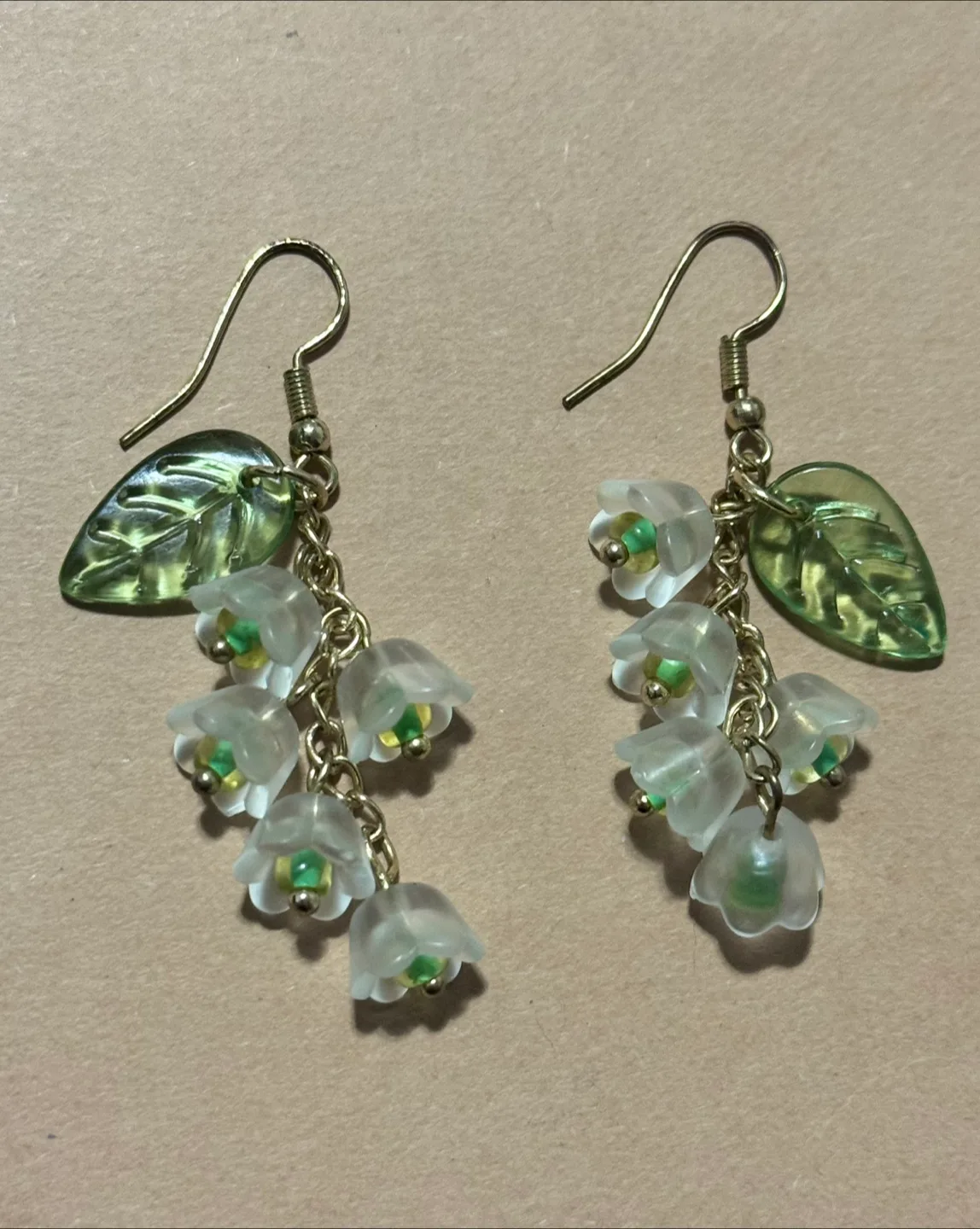 Green Lily of the Valley Dangle Earrings thumbnail