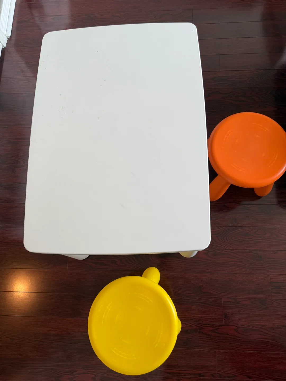 IKEA Mammut Table and Stools - Orange & Yellow thumbnail