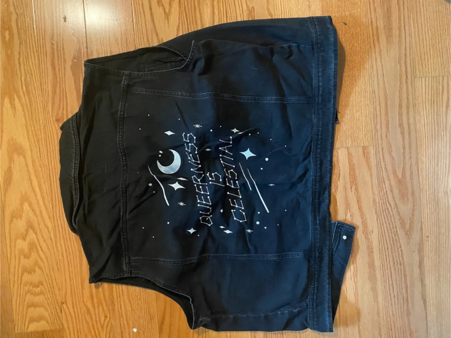 Black Denim Jacket - Queer Celestial Design thumbnail