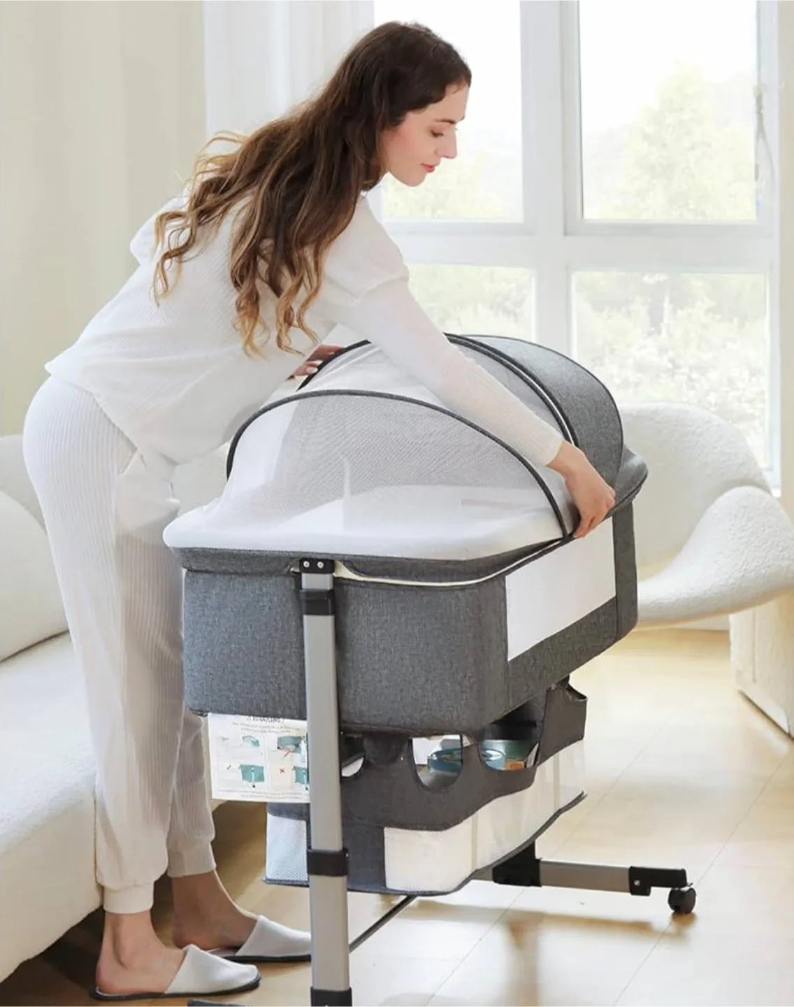 Baby Bassinets Bedside Sleeper & Rocking, 6 Height Adjust - NEW thumbnail