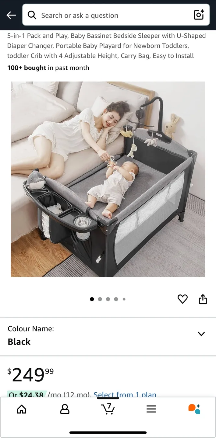 5-in-1 Baby Bassinets Bedside Sleeper, Diaper Changer - 4 Height thumbnail