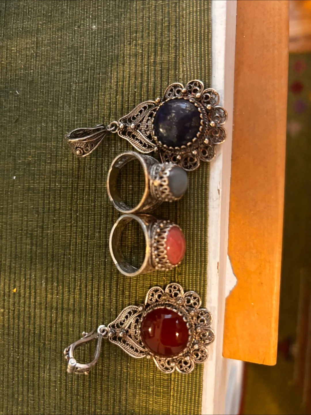Vintage Filigree Pendant & Rings Turkish Sterling thumbnail