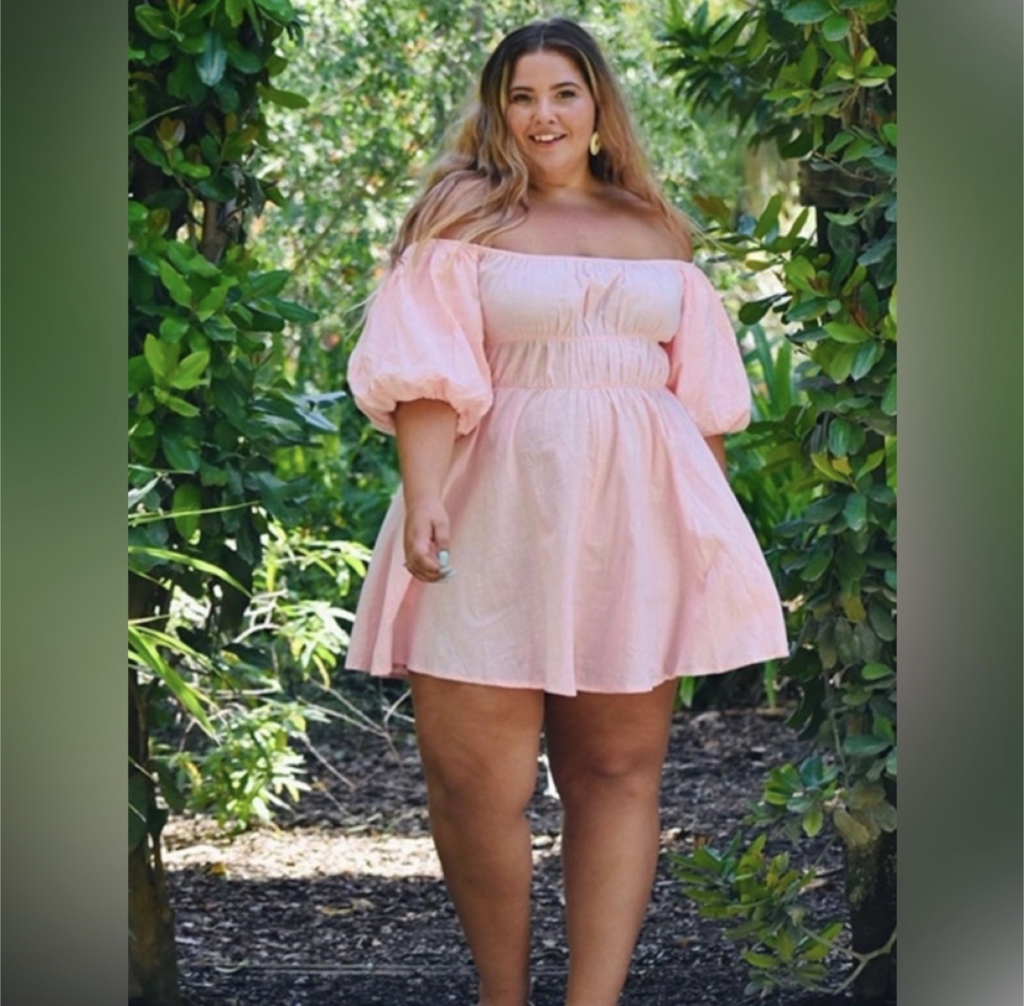 Plus Size Off Shoulder Lantern Sleeve Dress - photo 2
