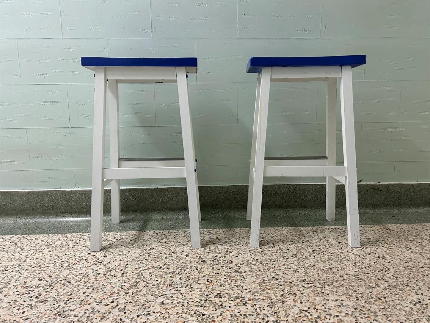 Handmade Blue & White Bar Stools (Set of 2) thumbnail