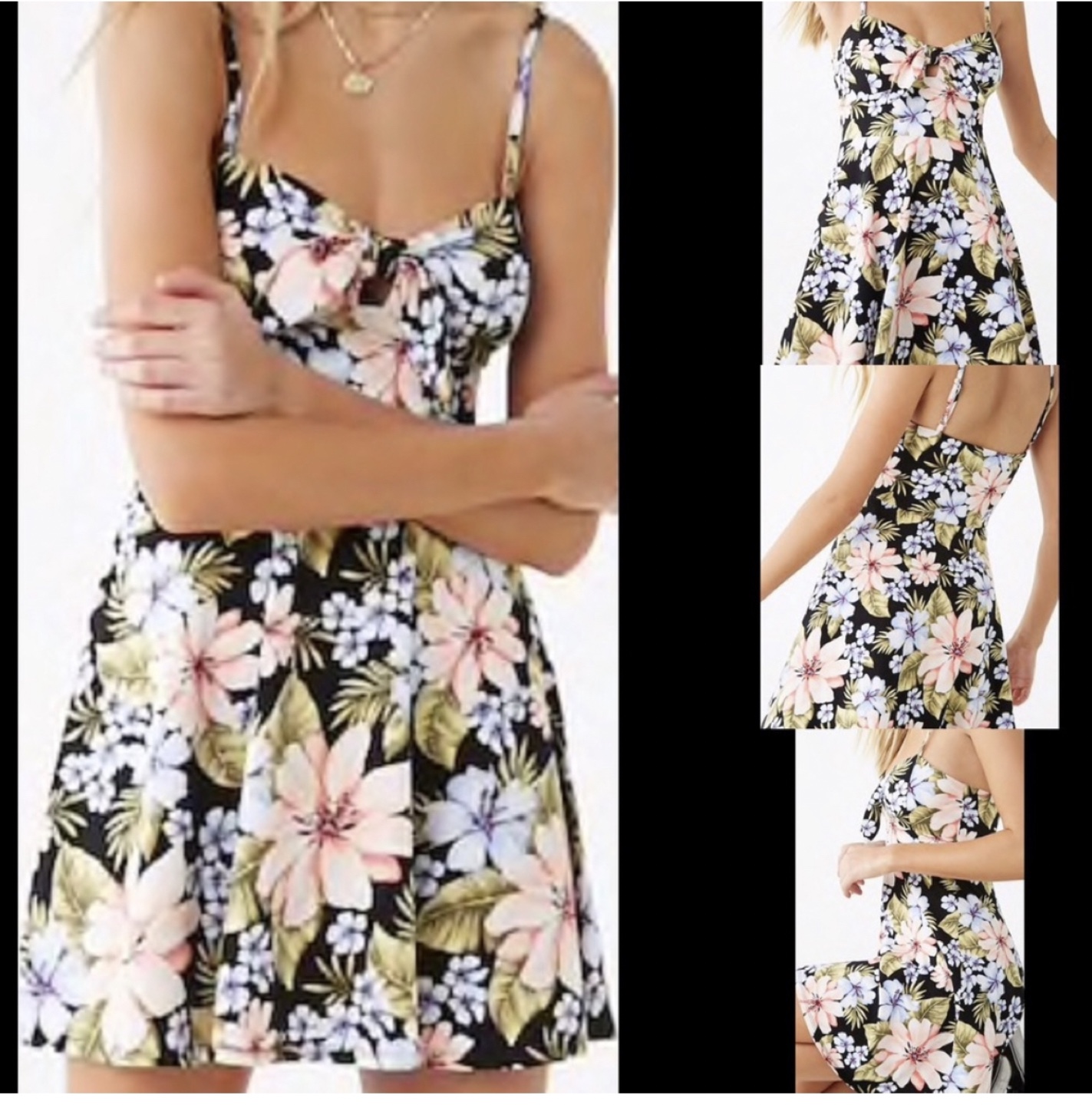 Tropical floral fit and flair mini dress - photo 2