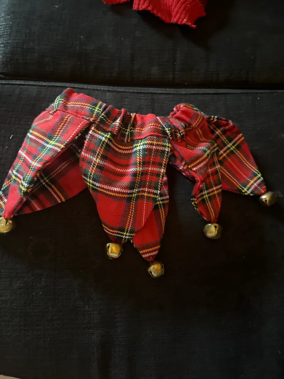 Red Plaid Cat Collar or dog collar with Bells thumbnail