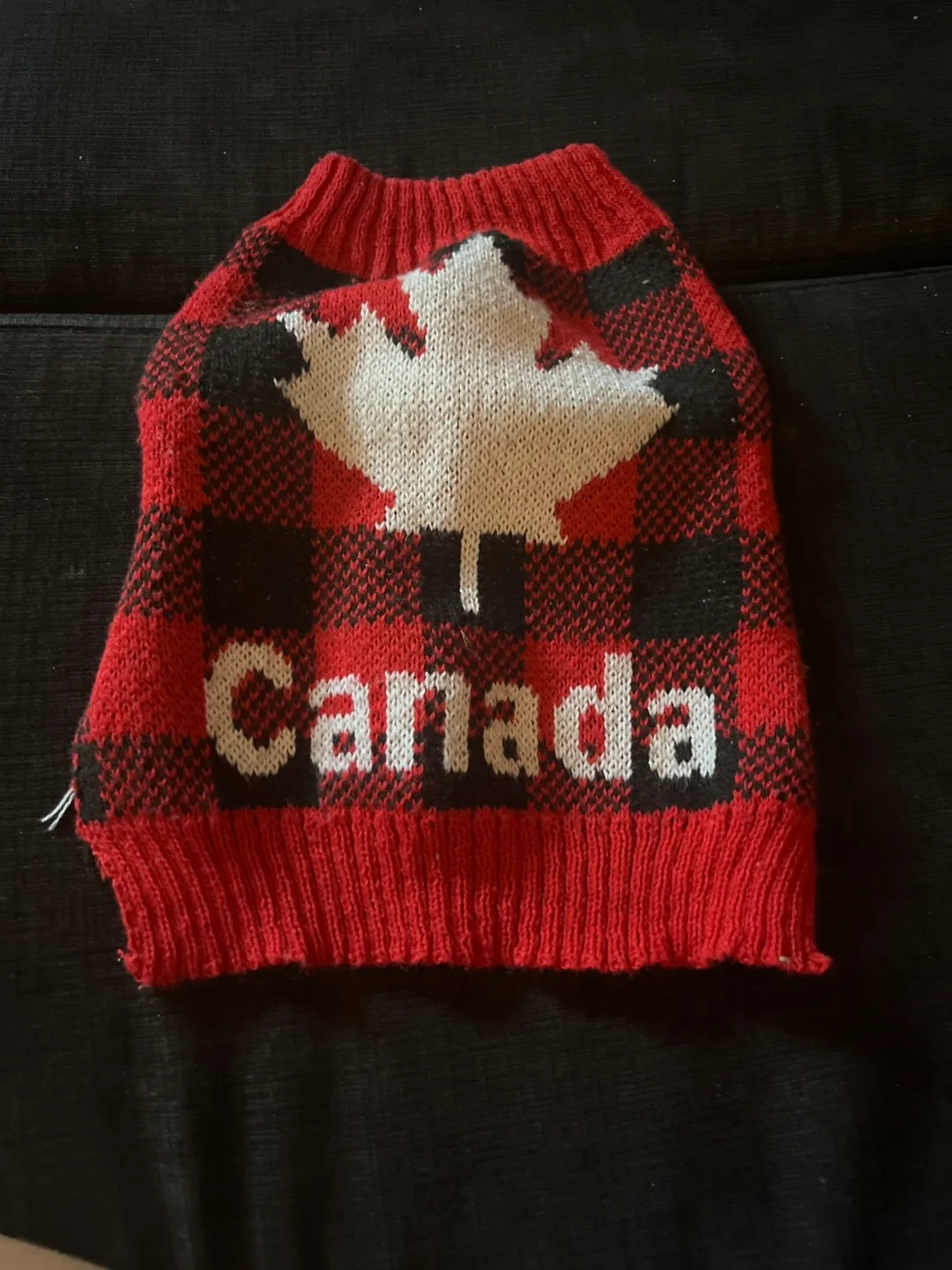 Canada Dog Sweater - Plaid, Red & Black thumbnail
