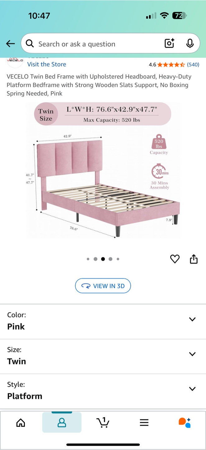 Vecelo Pink Twin Bed Frame with Mattress - photo 5