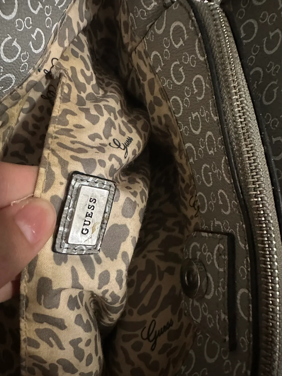 Guess Grey Patterned Satchel image indicator(4)