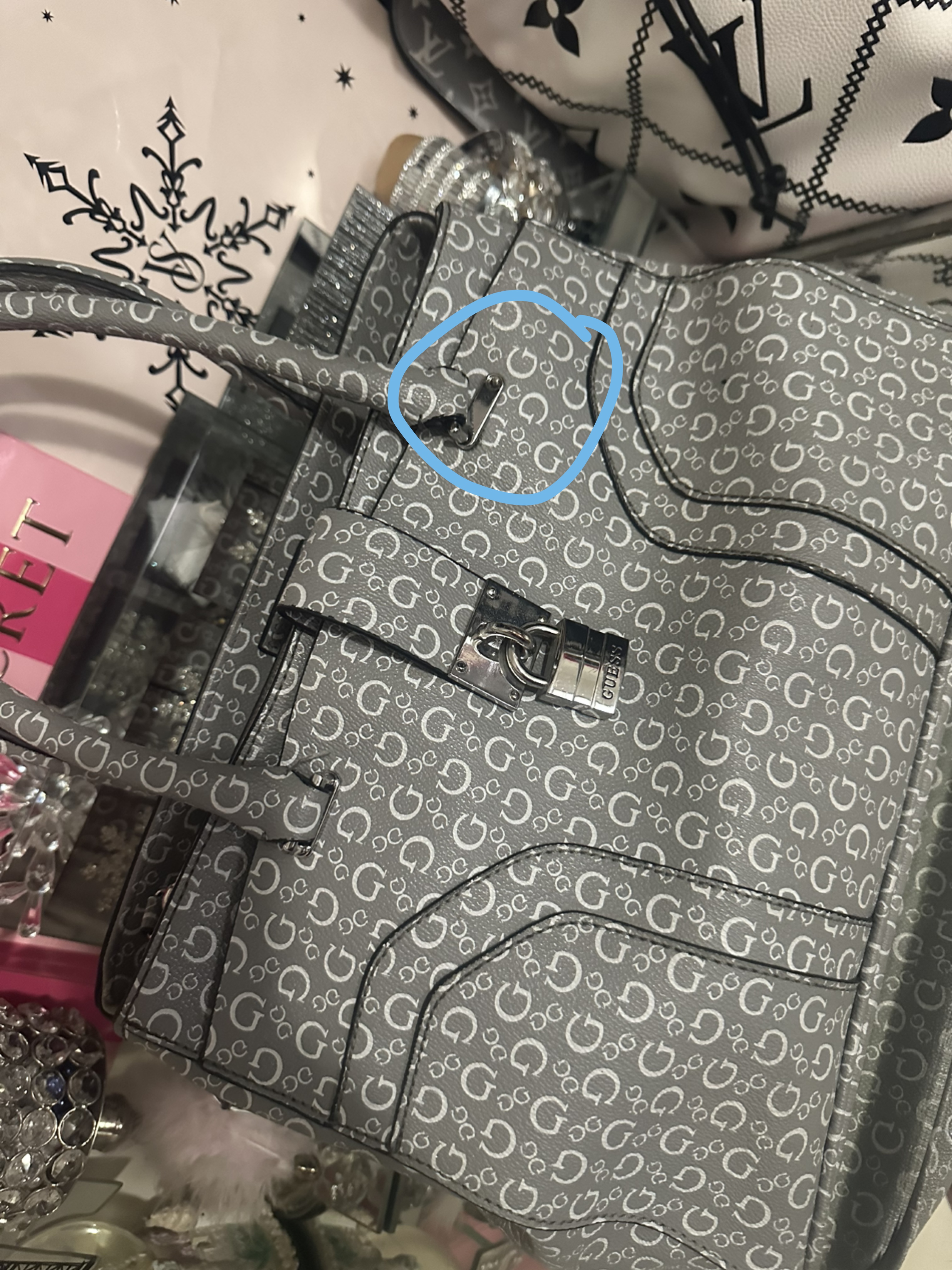 Guess Grey Patterned Satchel