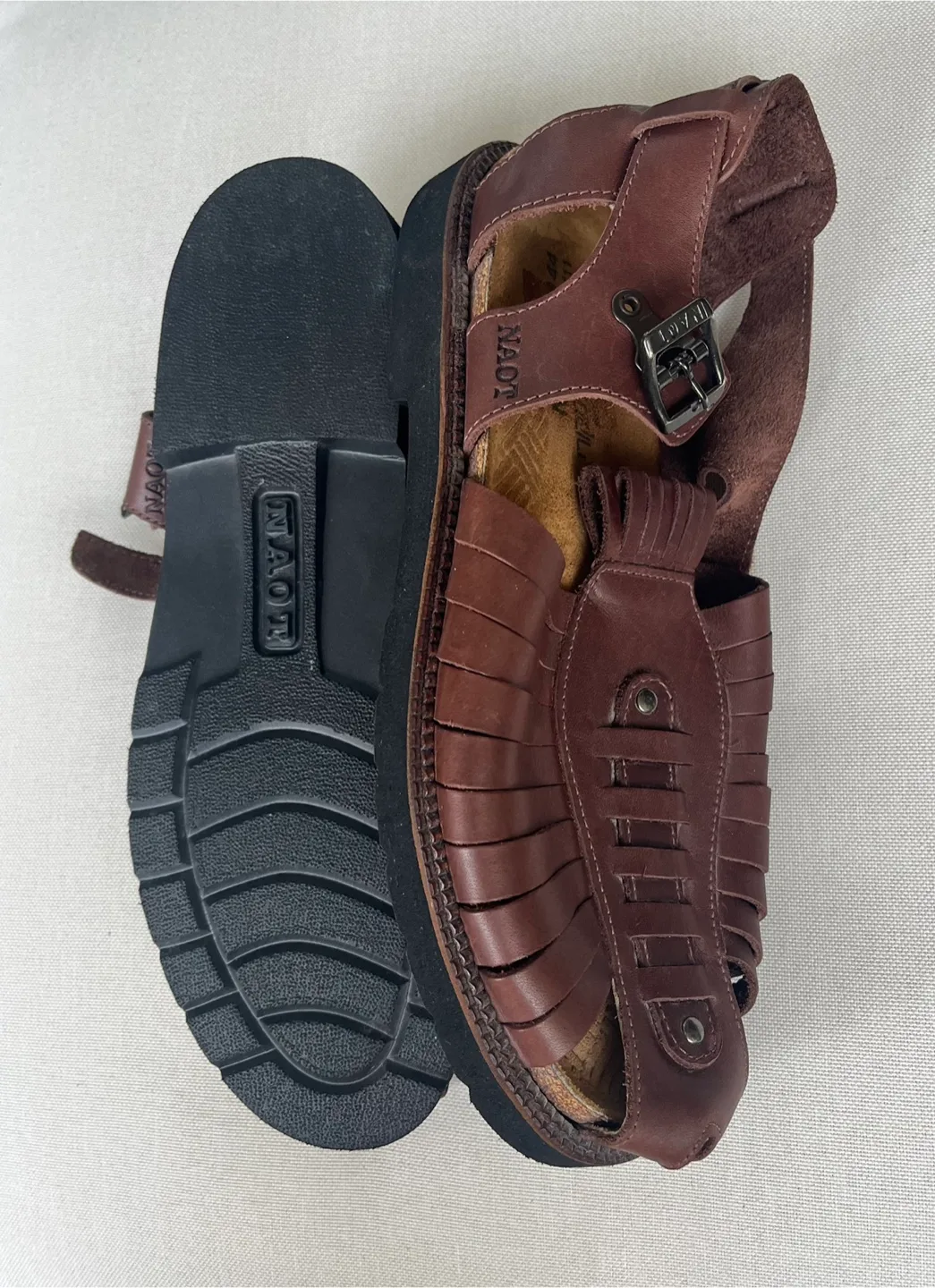 Naot Men's Brown Leather Fisherman Sandals thumbnail