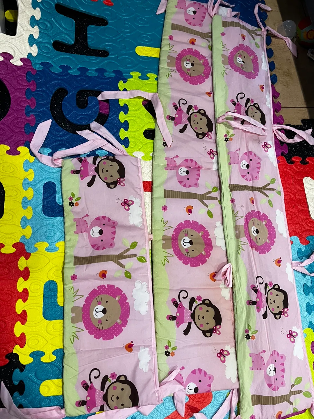 Pink Animal Print Crib Bumper Pads thumbnail