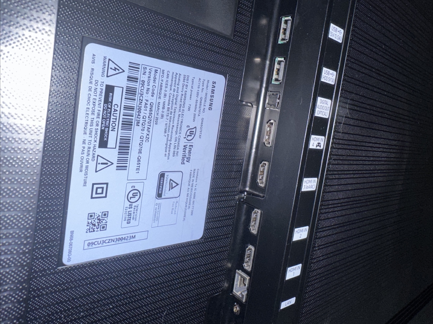 Samsung QN65Q70TAF 65" Q70T Series LED TV