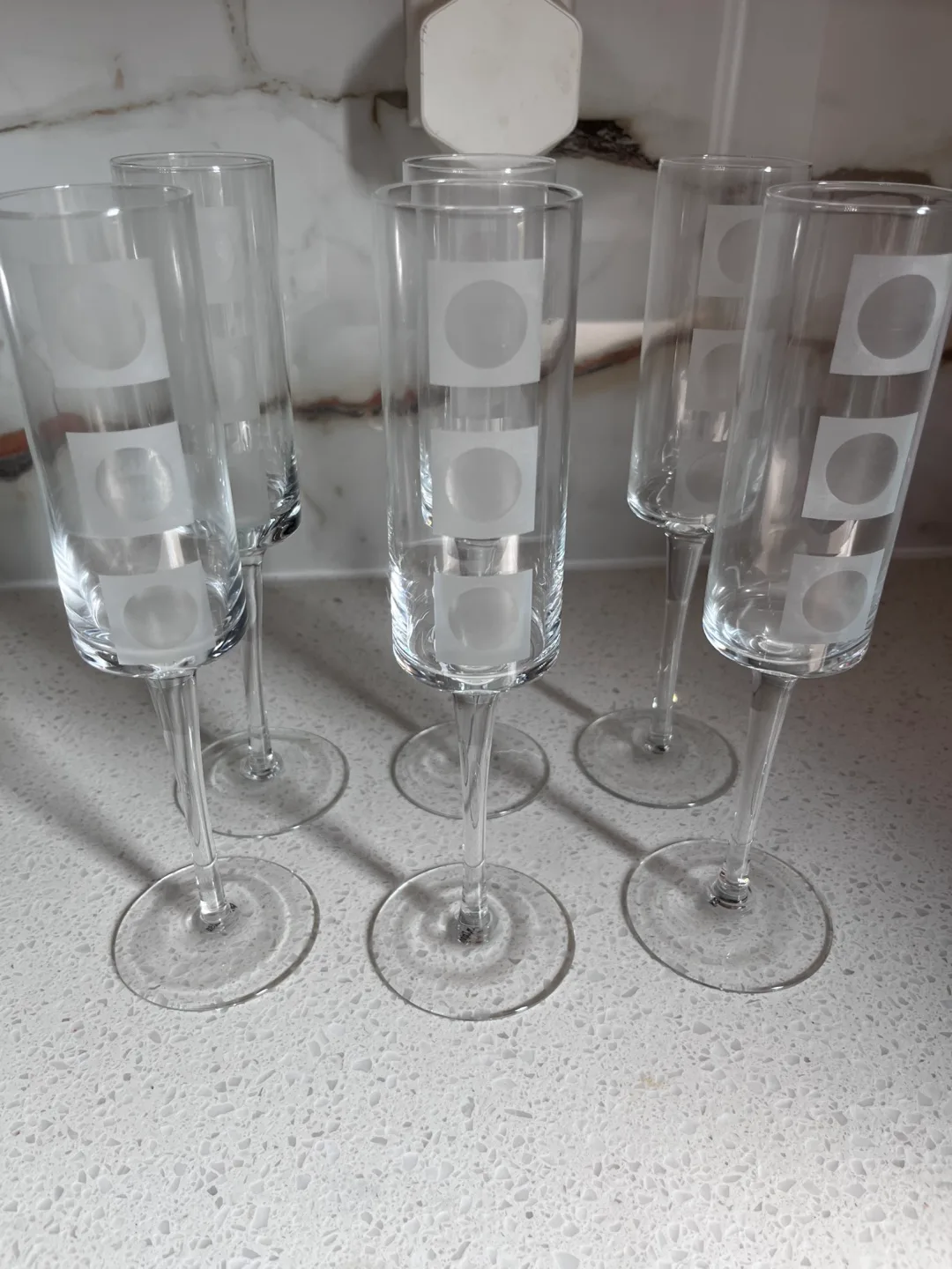 Set of 6 glass Champagne Flutes 🧡 thumbnail