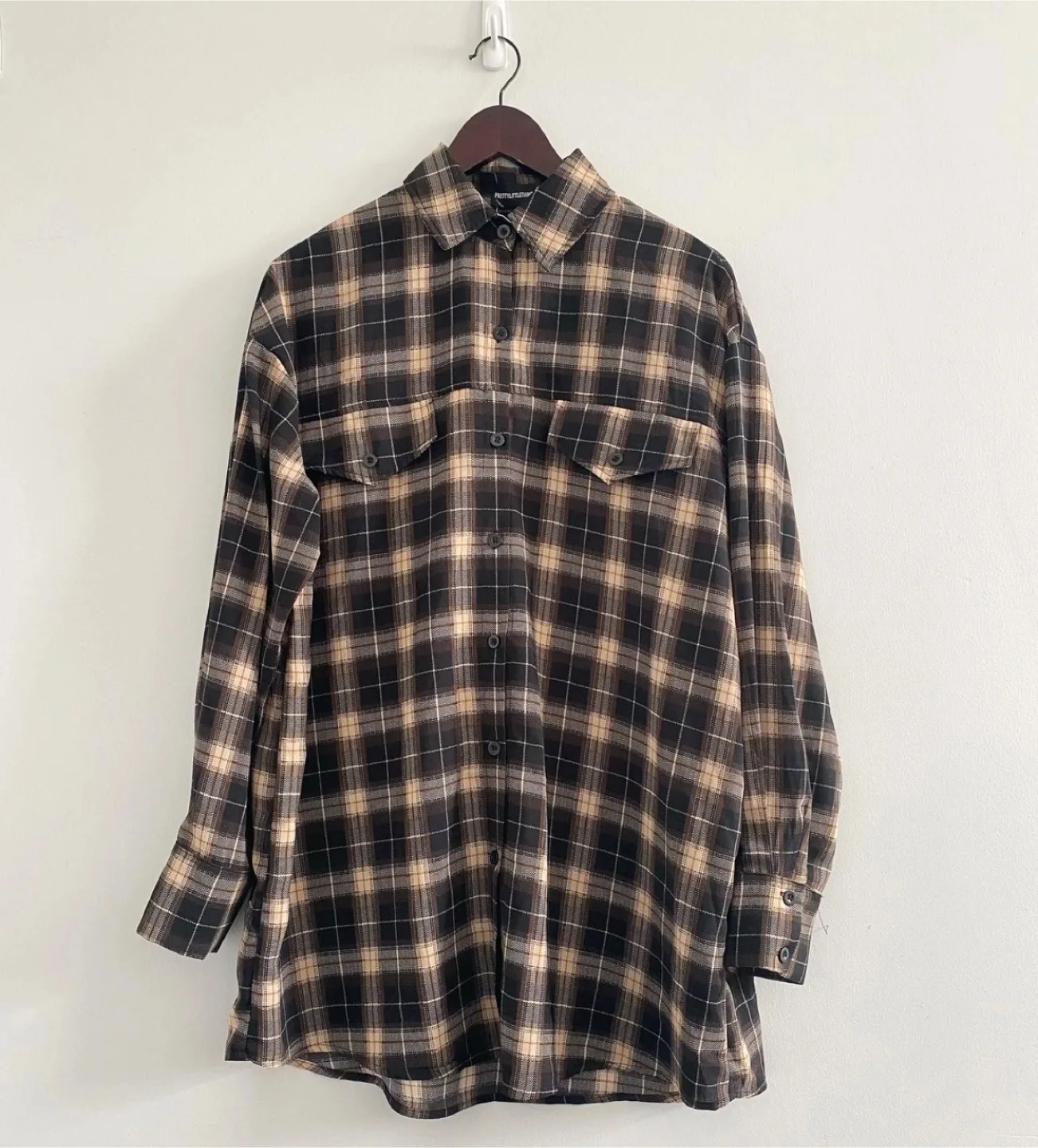 Prettylittlething | Oversized Plaid Top - Small image indicator(2)