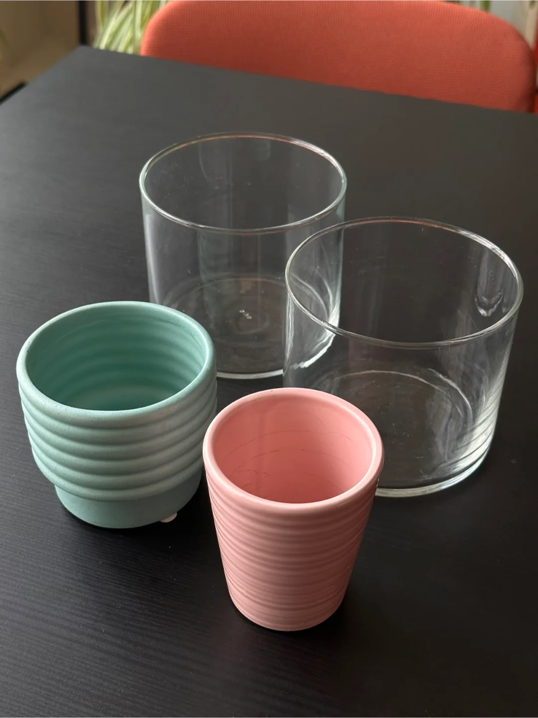 4 Small vases: 2 Glass & 2 Coloured thumbnail